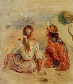 Pierre Auguste Renoir : Young Girls on the Beach